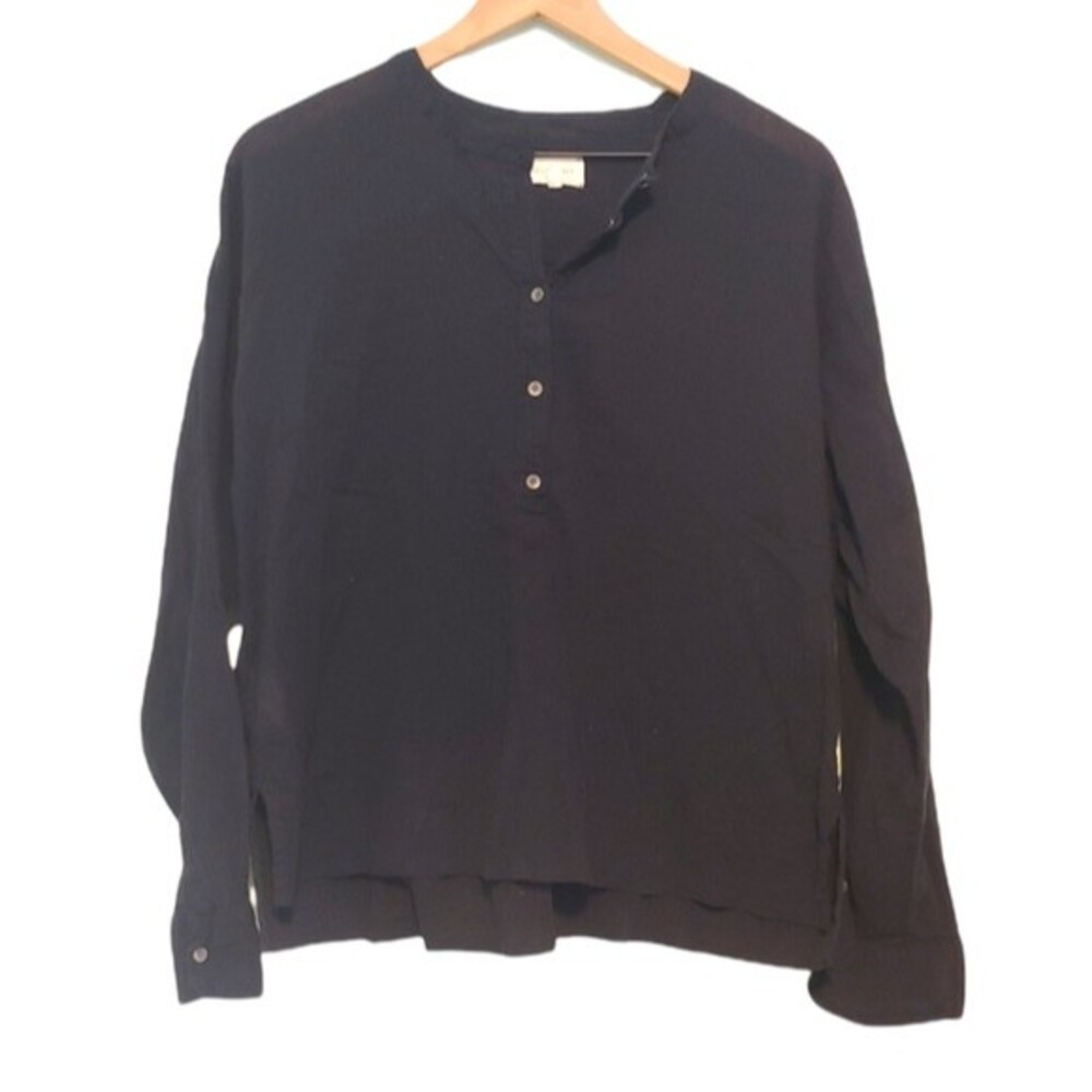 Lou & Grey Navy Gauzy Cotton Blouse Size Large